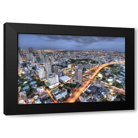 Thailand, Bangkok Overview of city at dusk Black Modern Wood Framed Art Print with Double Matting by Shimlock, Jones