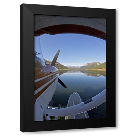 AK, Arctic NP Float plane parked on still waters Black Modern Wood Framed Art Print with Double Matting by Anon, Josh