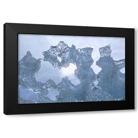 AK Sun shining through ice of McBride Glacier Black Modern Wood Framed Art Print by Paulson, Don