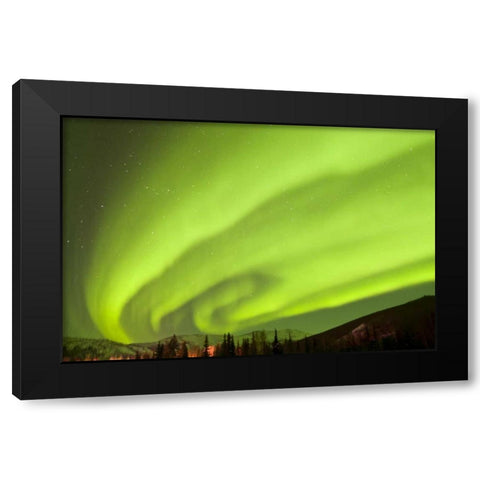 AK, Fairbanks Aurora borealis fill the night sky Black Modern Wood Framed Art Print with Double Matting by Illg, Cathy and Gordon