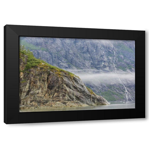 Alaska, Glacier Bay Waterfall on mountain slope Black Modern Wood Framed Art Print with Double Matting by Paulson, Don