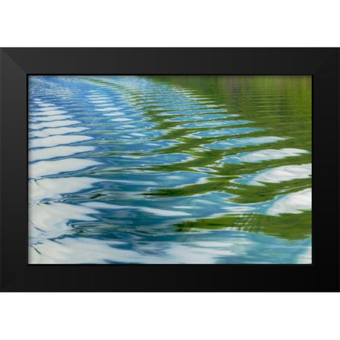 AK, Glacier Bay NP Boat wake in Dundas Bay Black Modern Wood Framed Art Print by Paulson, Don