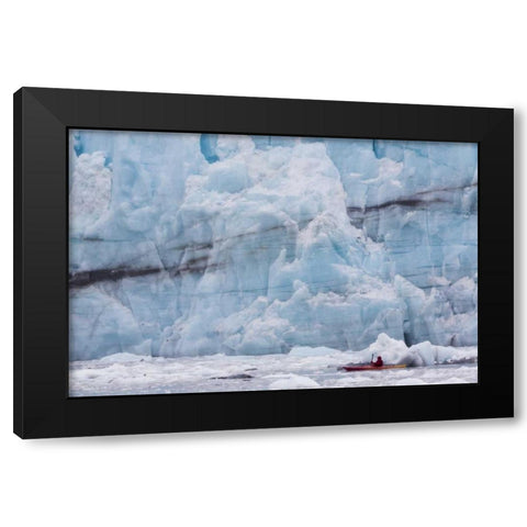 AK, Glacier Bay NP, Margerie Glacier Kayaker Black Modern Wood Framed Art Print with Double Matting by Paulson, Don