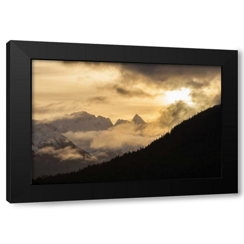 Alaska, Chilkat River Valley Mountain sunrise Black Modern Wood Framed Art Print with Double Matting by Illg, Cathy and Gordon