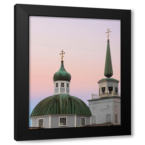 Alaska-Sitka Steeples of St Michaels Russian Orthodox Cathedral  Black Modern Wood Framed Art Print with Double Matting by Jaynes Gallery