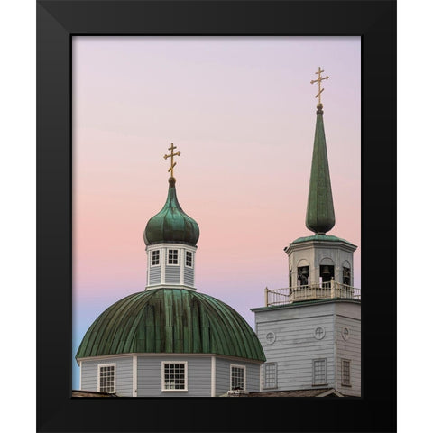 Alaska-Sitka Steeples of St Michaels Russian Orthodox Cathedral  Black Modern Wood Framed Art Print by Jaynes Gallery