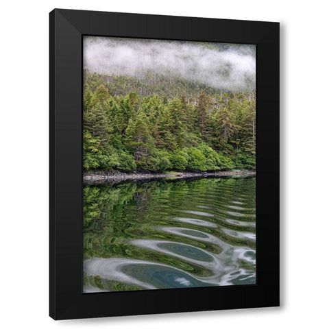 Alaska-Tongass National Forest Boat wake ripples in Mirror Harbor  Black Modern Wood Framed Art Print by Jaynes Gallery