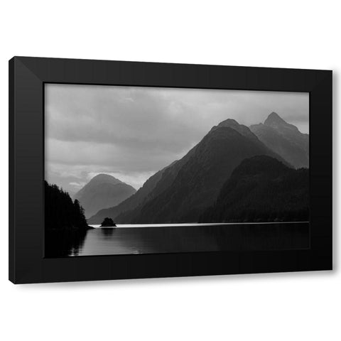 Alaska-Tongass National Forest BandW of stormy landscape on Lisianski Inlet  Black Modern Wood Framed Art Print by Jaynes Gallery