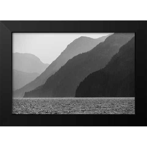 Alaska-Tongass National Forest BandW of hazy day in Lisianski Inlet  Black Modern Wood Framed Art Print by Jaynes Gallery