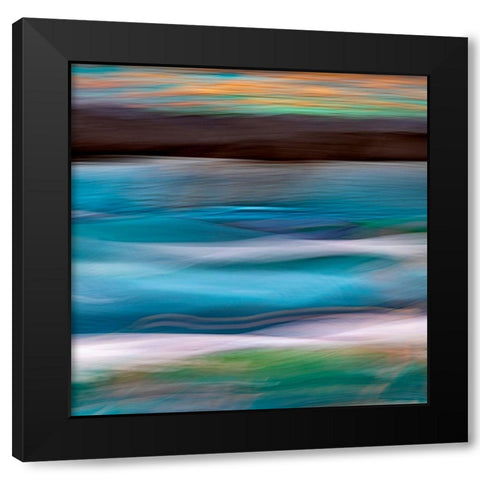 Alaska-Juneau Abstract of sunset on ocean  Black Modern Wood Framed Art Print with Double Matting by Jaynes Gallery
