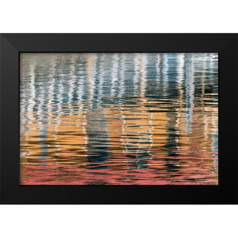 Alaska-Elfin Cove Reflections in the harbor water  Black Modern Wood Framed Art Print by Jaynes Gallery