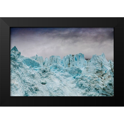 Blue ice characterizes the face of Margerie Glacier. Black Modern Wood Framed Art Print by Sederquist, Betty