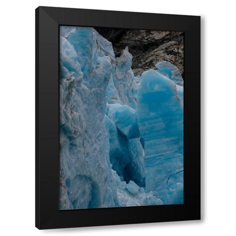 Ice glows brilliant blue at the terminus of Margerie Glacier. Black Modern Wood Framed Art Print by Sederquist, Betty