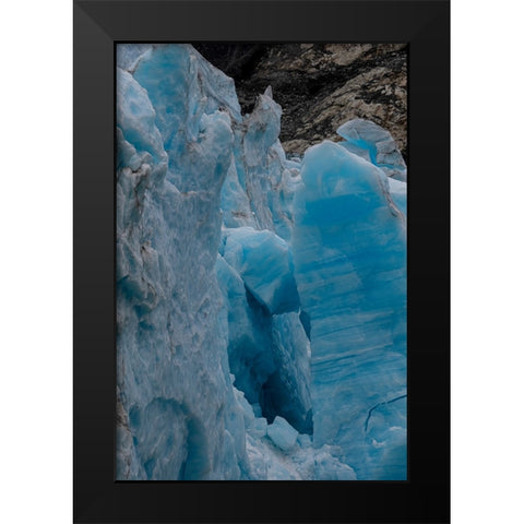 Ice glows brilliant blue at the terminus of Margerie Glacier. Black Modern Wood Framed Art Print by Sederquist, Betty