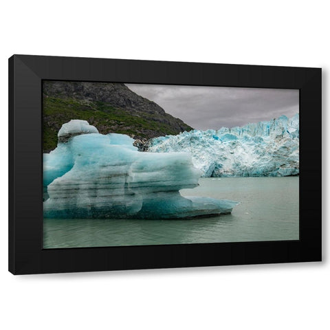 Icebergs from Margerie Glacier slowly melt into Glacier Bay. Black Modern Wood Framed Art Print by Sederquist, Betty
