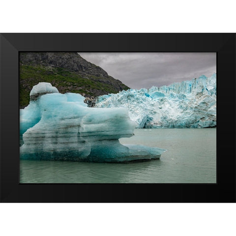 Icebergs from Margerie Glacier slowly melt into Glacier Bay. Black Modern Wood Framed Art Print by Sederquist, Betty