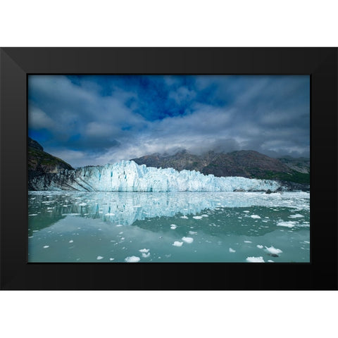 Margerie Glacier reflected in this calm water view. Black Modern Wood Framed Art Print by Sederquist, Betty