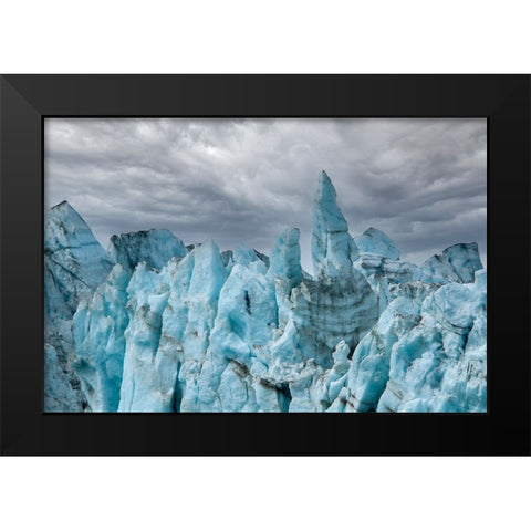 Rugged ice at the face of Margerie Glacier make it impossible to cross this terrain. Black Modern Wood Framed Art Print by Sederquist, Betty