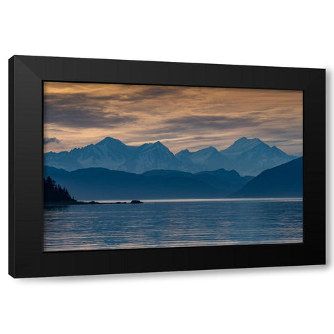 Sunset lights up the high mountains of Glacier Bay. Black Modern Wood Framed Art Print with Double Matting by Sederquist, Betty
