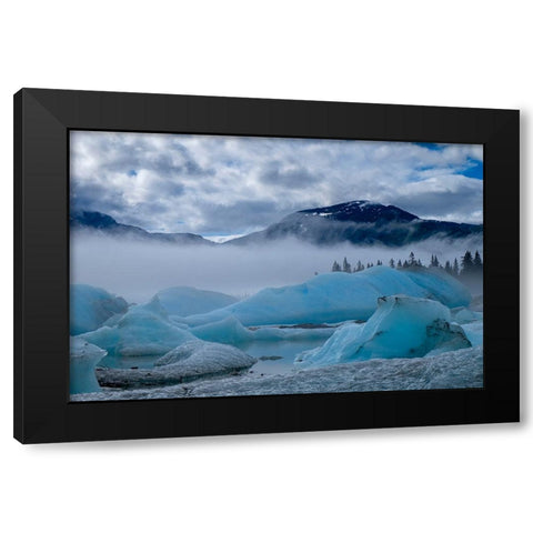 These blue icebergs are grounded in Shakes Lake. Black Modern Wood Framed Art Print with Double Matting by Sederquist, Betty