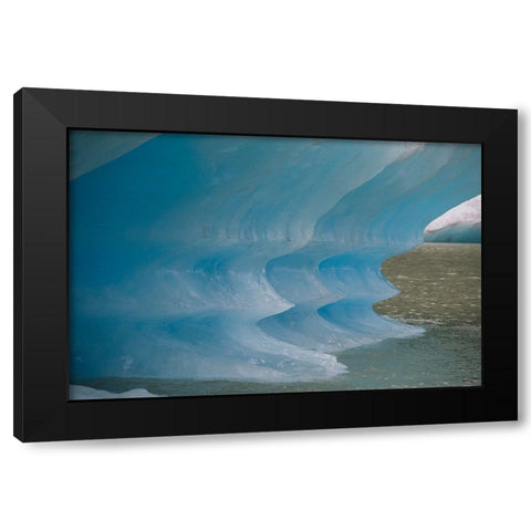 Blue iceberg glows in Shakes Lake. Black Modern Wood Framed Art Print with Double Matting by Sederquist, Betty