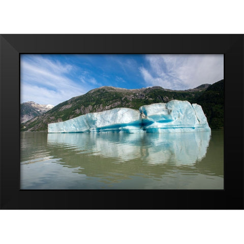 Huge iceberg slowly melts in Shakes Lake. Black Modern Wood Framed Art Print by Sederquist, Betty
