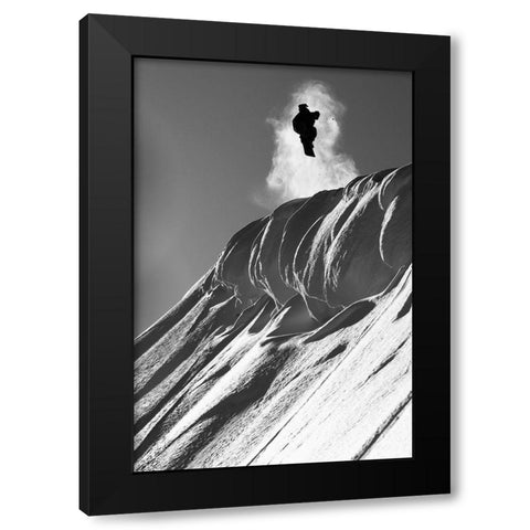 Professional snowboarder, Marko Grilc, in the Chugach mountains near Haines, Alaska, Winter (MR) Black Modern Wood Framed Art Print with Double Matting by Design Pics