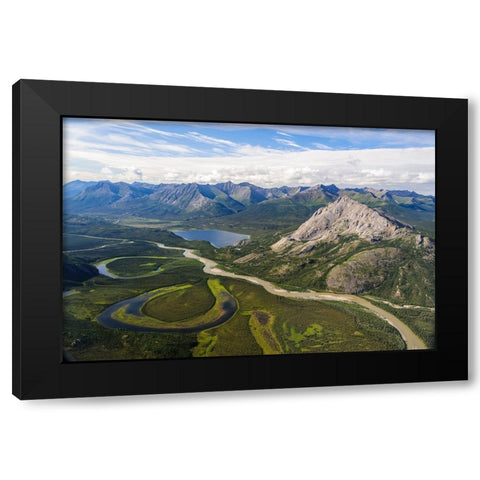 USA- Alaska- Gates of the Arctic National Park. Aerial view of the Alatna River. Black Modern Wood Framed Art Print by Norrsell, Fredrik