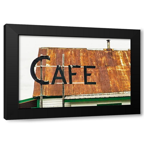 Hope- Alaska- Rustic roof and cafe sign Black Modern Wood Framed Art Print by Muir, Janet