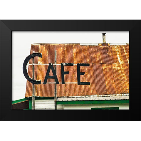 Hope- Alaska- Rustic roof and cafe sign Black Modern Wood Framed Art Print by Muir, Janet