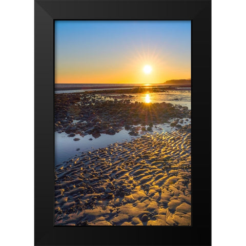 Alaska- Homer Spit. A sunset landscape over tide pools. Black Modern Wood Framed Art Print by Muir, Janet