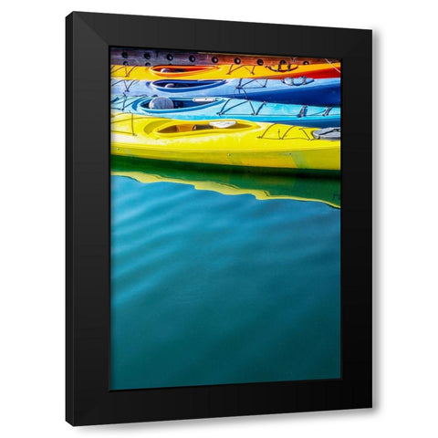 USA- Alaska- Homer. Colorful kayaks. Black Modern Wood Framed Art Print with Double Matting by Muir, Janet