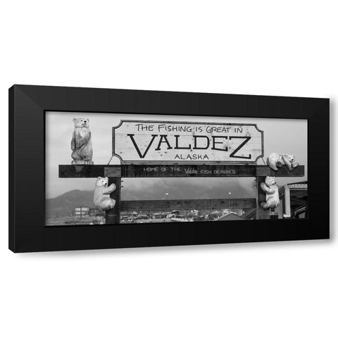 Alaska- Valdez. Marina sign. Black Modern Wood Framed Art Print with Double Matting by Muir, Janet