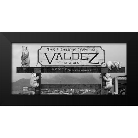 Alaska- Valdez. Marina sign. Black Modern Wood Framed Art Print by Muir, Janet