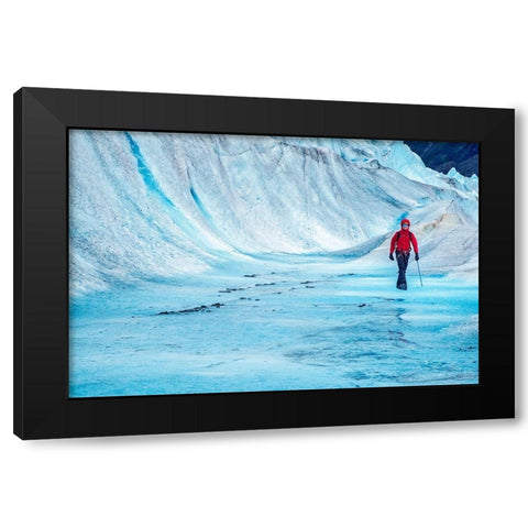 Trekking-Mendenhall Glacier-Juneau-Alaska Black Modern Wood Framed Art Print by Engelbrecht, Jim