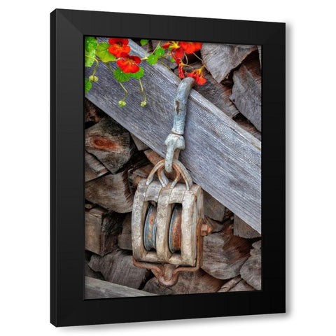 Antique block and tackle Black Modern Wood Framed Art Print by Engelbrecht, Jim