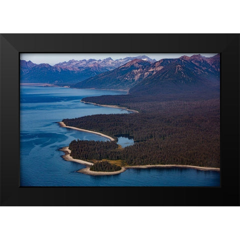 Lake Clark National Park and Preserve-Kachemak Bay-Alaska-aerial landscape and mountains Black Modern Wood Framed Art Print by Sienda, Jolly