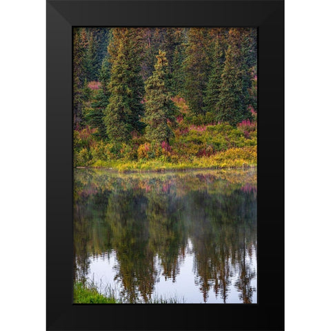 Homer-Alaska-autumn-fireweed Black Modern Wood Framed Art Print by Sienda, Jolly