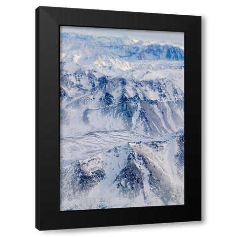 Aerial view of snow covered mountain range-Alaska-USA Black Modern Wood Framed Art Print by Su, Keren
