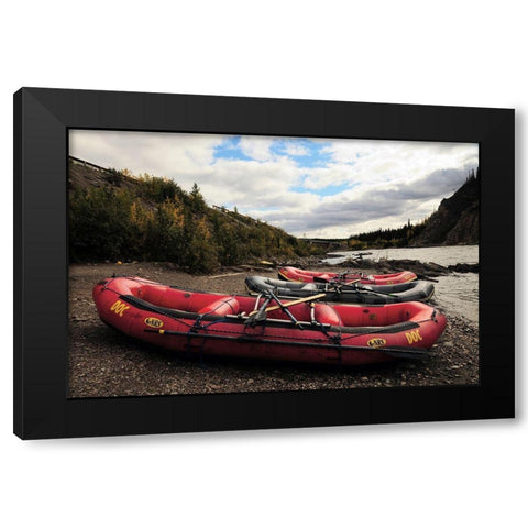 Rafts and the Nenana River, Denali, Alaska, USA Black Modern Wood Framed Art Print with Double Matting by Hersen, Michel