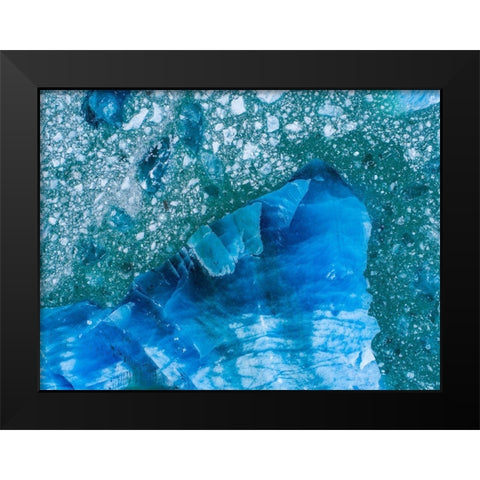 Alaska shattered icebergs floating near calving face of LeConte Glacier east of Petersburg Black Modern Wood Framed Art Print by Souders, Paul