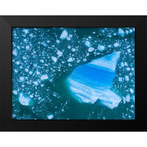 Alaska shattered icebergs floating near calving face of LeConte Glacier east of Petersburg Black Modern Wood Framed Art Print by Souders, Paul
