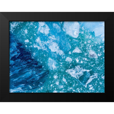 Alaska shattered icebergs floating near calving face of LeConte Glacier east of Petersburg Black Modern Wood Framed Art Print by Souders, Paul