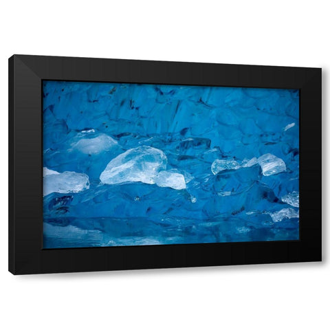 Alaska-Close-up view of deep blue iceberg floating near calving face of LeConte Glacier Black Modern Wood Framed Art Print by Souders, Paul