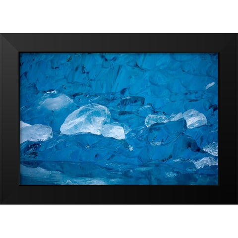 Alaska-Close-up view of deep blue iceberg floating near calving face of LeConte Glacier Black Modern Wood Framed Art Print by Souders, Paul