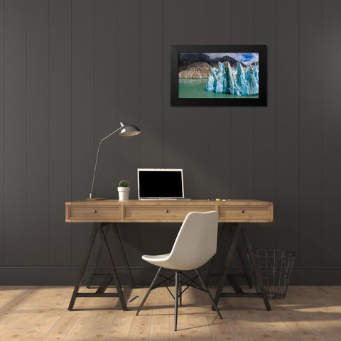 Alaska-Tracy Arm-Fords Terror Wilderness-Aerial view of blue face of Dawes Glacier Black Modern Wood Framed Art Print by Souders, Paul
