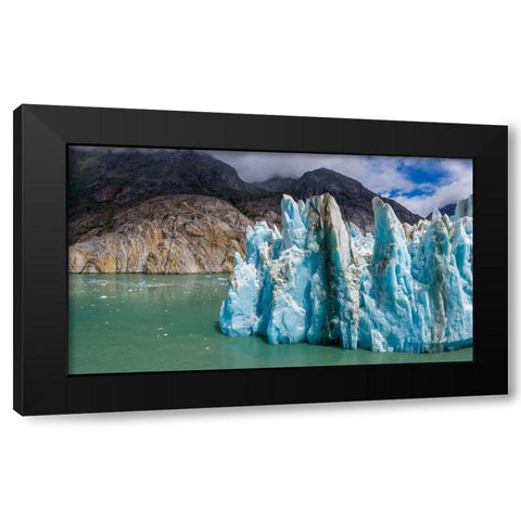 Alaska-Tracy Arm-Fords Terror Wilderness-Aerial view of blue face of Dawes Glacier Black Modern Wood Framed Art Print with Double Matting by Souders, Paul