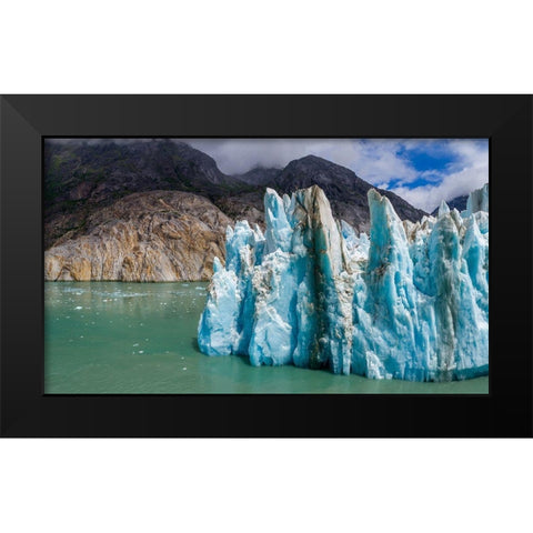 Alaska-Tracy Arm-Fords Terror Wilderness-Aerial view of blue face of Dawes Glacier Black Modern Wood Framed Art Print by Souders, Paul
