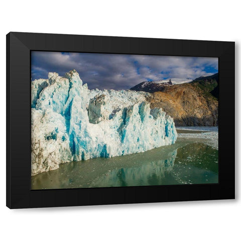 Alaska-Tracy Arm-Fords Terror Wilderness-Aerial view of crevassed blue face of Dawes Glacier  Black Modern Wood Framed Art Print with Double Matting by Souders, Paul