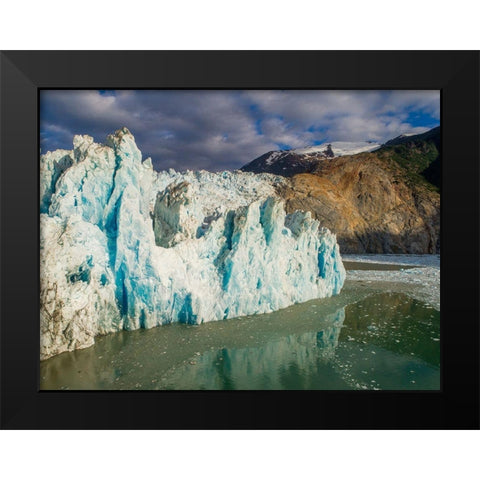 Alaska-Tracy Arm-Fords Terror Wilderness-Aerial view of crevassed blue face of Dawes Glacier  Black Modern Wood Framed Art Print by Souders, Paul